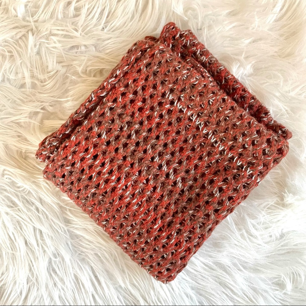 Karma Burnt Orange Woven Open Knit Infinity Scarf